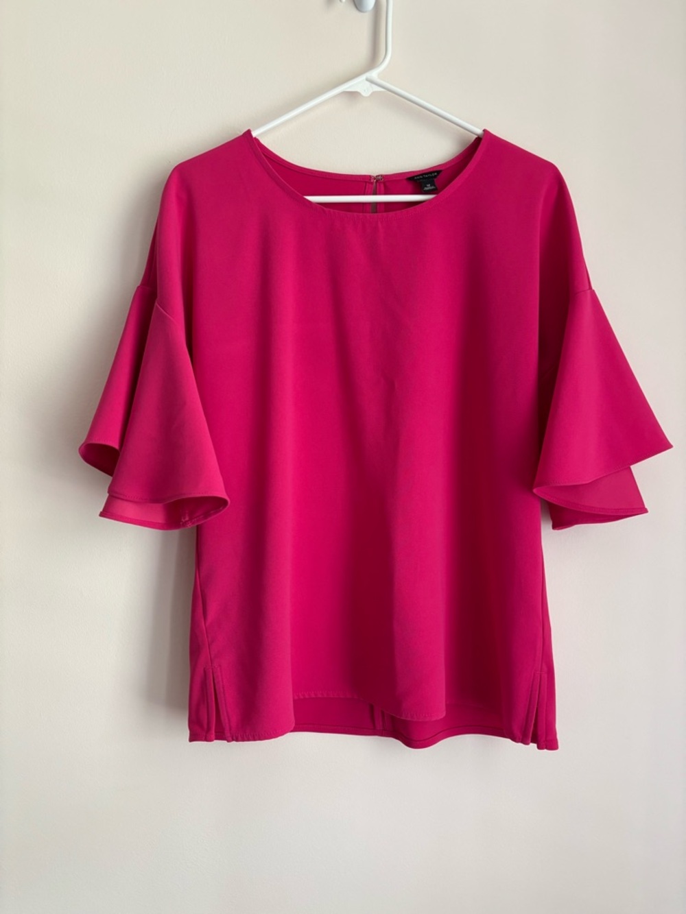 Ann Taylor Ruffle Sleeve Blouse - Fuchsia